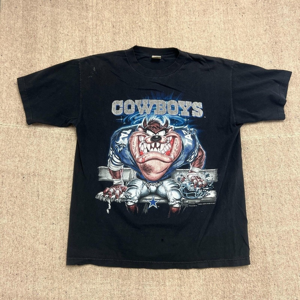 Vintage‎ Dallas Cowboys Looney Tunes Shirt Men XL Black 1990s NFL